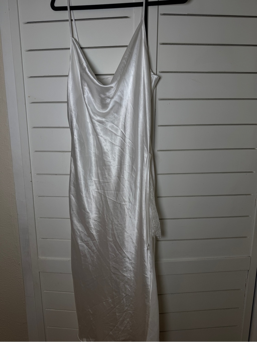 Satin Slip Dress with lace. Getting ready dress for wedding.